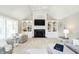 Inviting living room with a vaulted ceiling, fireplace with built-ins, plantation shutters, and neutral decor at 13668 Cheswick Blvd, Carmel, IN 46032