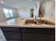 Close-up of the kitchen island featuring a stainless steel sink with a modern faucet at 3202 W Longbranch Dr, Monrovia, IN 46157
