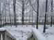 Snowy backyard view of a lake with a fence and some winter trees at 14626 Warner Trl, Westfield, IN 46074