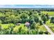 Aerial view showing house, detached garage, and surrounding lush trees at 2601 Davis Rd, Indianapolis, IN 46239