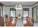 Elegant dining room featuring a wood table, stylish lighting, and decorative window treatments at 1487 Brook Mill Ct, Carmel, IN 46032