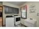 Well-equipped laundry room featuring modern washer and dryer, utility sink, and ample storage at 1487 Brook Mill Ct, Carmel, IN 46032