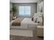 Main bedroom with large bed, neutral decor, and a window with blinds at 10870 Picket Fence Pl, Fishers, IN 46037