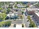 An aerial view of a vibrant residential neighborhood with diverse homes and a cityscape view at 1019 Central Ave, Indianapolis, IN 46202