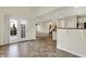 Modern kitchen featuring an open floor plan that leads to an outdoor patio at 612 Reunion Ln, Greenwood, IN 46143