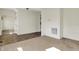 Neutral living room with views into other rooms, featuring tile and carpet flooring at 612 Reunion Ln, Greenwood, IN 46143