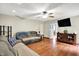 Comfortable living room with ceiling fan and a view of the doorway at 2747 E Midland Rd, Indianapolis, IN 46227