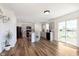 Modern kitchen with gray cabinets, a center island, and stainless steel appliances at 1130 Cobra Dr, Franklin, IN 46131