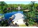 Aerial view of lake house with large deck and beautiful lake view at 7438 Haw Dr, Nineveh, IN 46164