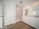 Modern bathroom featuring double sinks, white cabinets, and a glass-enclosed shower at 146 Velvet Hat Rd, Danville, IN 46122