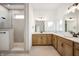 Elegant bathroom with dual sinks, a large shower, and neutral tones at 15786 Vitalize Run, Fishers, IN 46040
