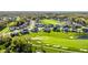 Picturesque aerial view of a golf course community showcasing lush landscapes and modern architecture at 10937 Pete Dye Rdg, Zionsville, IN 46077