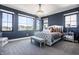 Comfortable bedroom with large windows, stylish decor, and a cozy atmosphere at 10937 Pete Dye Rdg, Zionsville, IN 46077