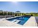 Serene pool with lounge chairs, manicured greenery, and expansive views of the neighborhood and blue skies at 10937 Pete Dye Rdg, Zionsville, IN 46077