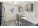 Renovated kitchen with stainless steel appliances and geometric tile at 2161 Napoleon St, Indianapolis, IN 46203