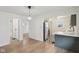 Modern kitchen featuring gray cabinets and quartz countertops at 2161 Napoleon St, Indianapolis, IN 46203