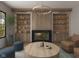 Inviting living room with a fireplace, built-in shelving, and comfortable seating at 1717 Beaufain St, Carmel, IN 46032