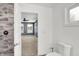 Bathroom with shower and view into bedroom at 628 N Beville Ave, Indianapolis, IN 46201