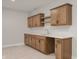 A stylish bar area featuring wooden cabinets, a countertop, sink, and shelving for drinks and barware at 1433 Chatham Hills Blvd, Westfield, IN 46074