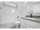 Bright bathroom with a shower-tub, modern vanity, and neutral color palette at 3537 Wrangler Dr, Bargersville, IN 46106