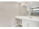 Bathroom featuring a white vanity with a large mirror, and neutral-colored walls at 20378 Hudson Bay Ln, Westfield, IN 46074