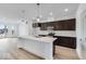 Modern kitchen with dark cabinetry, quartz countertops, and island at 5759 Cr W 750 N, McCordsville, IN 46055