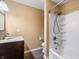 Simple bathroom with a shower/tub combo and vanity at 7709 Elk Dr, Nineveh, IN 46164
