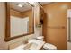 Bathroom featuring a toilet, mirror, sink, vanity, and shower at 5861 S 100 W, Fountaintown, IN 46130