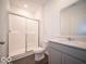 Modern bathroom featuring a glass-enclosed shower, sleek vanity, and contemporary fixtures for a luxurious feel at 245 Lar Lan Dr, Danville, IN 46122