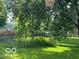 Lush green backyard with mature trees and colorful flowers, creating a tranquil setting at 534 Austrian Way, Avon, IN 46123