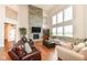 Relaxing living room with a stone fireplace and large windows at 6252 Sugar Maple Dr, Zionsville, IN 46077