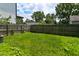 Backyard featuring green grass and wood fence, creating a private outdoor space at 1709 Hoyt Ave, Indianapolis, IN 46203