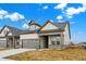 Attractive beige single-Gathering home with a covered entryway, a two-car garage, and a well-maintained gray roof at 18322 Depoe Ln, Westfield, IN 46074