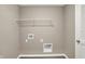 Practical laundry room equipped with vinyl flooring, utility hookups, and storage shelving at 18322 Depoe Ln, Westfield, IN 46074