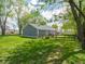 Backyard features a wood fence, patio furniture, and green grass at 104 W County Road 500 S, Clayton, IN 46118