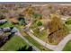 An aerial view showcasing a home with a pond and mature trees in a tranquil, rural setting at 5528 Lincoln Rd, Martinsville, IN 46151