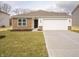Charming one-story home with stone accents, attached garage, and a well-manicured lawn at 6112 Card Blvd, Indianapolis, IN 46221