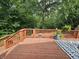 View of the wooden deck featuring comfortable seating and lush greenery, offering a tranquil outdoor retreat at 620 Valley Dr, Martinsville, IN 46151