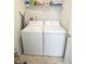 A laundry room includes washer, dryer, and shelving at 975 Red Hills Ct, Lebanon, IN 46052