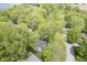 Aerial view of the property nestled among mature trees and landscaping with nearby homes at 1127 Grant Cir, Cicero, IN 46034