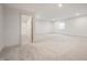 Unfinished basement with neutral paint, carpet, recessed lighting, and doorway to bathroom at 798 Leila Mae Ln, Westfield, IN 46074