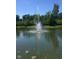 Scenic pond features a fountain and is surrounded by mature trees and a small bridge at 1155 Cope Rd, Martinsville, IN 46151