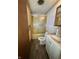 Bathroom featuring a shower, toilet and sink with modern accents and great lighting at 8418 S State Road 39, Clayton, IN 46118