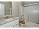 Bathroom featuring a sliding glass door shower and gray countertops at 17345 Northam Dr, Westfield, IN 46074