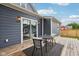 Back deck with wood floors, modern furniture, and outdoor lighting at 560 Jefferson Ave, Indianapolis, IN 46201