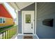 White front door with glass accents and welcome mat at 560 Jefferson Ave, Indianapolis, IN 46201