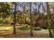 Secluded backyard featuring mature trees, lush greenery, and a patio ideal for outdoor living at 1462 Eagle Trace Ct, Greenwood, IN 46143