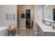 Elegant bathroom with double vanity and walk-in shower at 1372 N Stoney Brook, Greenfield, IN 46140