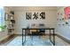 Modern home office with built-in shelving and a large desk at 1372 N Stoney Brook, Greenfield, IN 46140