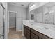 Double vanity bathroom with marble shower and access to closet at 3950 Bozeman Way, Bargersville, IN 46106